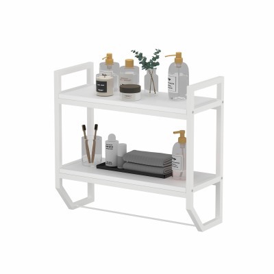 Bathroom Shelves Storage Organizer Floating Shelves 3-Tier Multifunctional Adjustable Over Toilet Storage - White