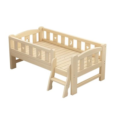 Children's bed with guardrails single child solid wood boy wooden crib cot