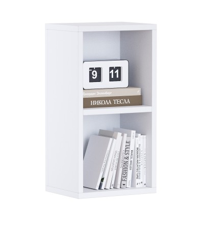 2 Tier Bookshelf and Bookcase, Wooden Cube Storage Shelf, Floor Standing Organizer Display Shelving, Storage Shelves for Bedroom, Living Room - White