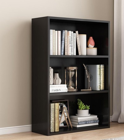 3-Tier 35.24-Inch Open Shelf Wooden Bookcase, A Versatile Storage Solution for Home Office, Living Room and Bedroom - Black