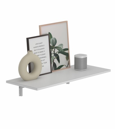 Foldable Wall Mounted Shelf for Small Spaces Compact Floating Shelf for Office, Kitchen, and Laundry Room, Space-Saving Design - White