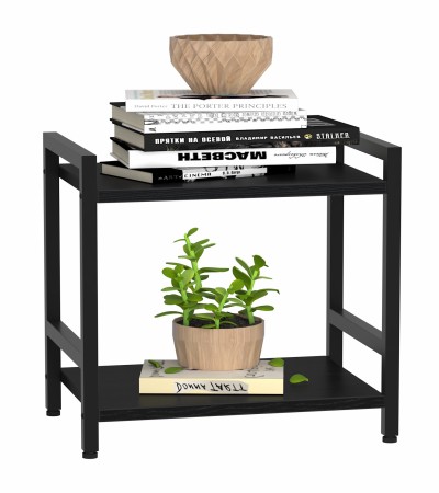 Narrow 2-3-4 Tier Shelf - Black Storage Rack for Kitchen Supplies and Home Organization Compact Industrial Organizer for Kitchen, CD, Movie, and Book Storage - 2 Tier