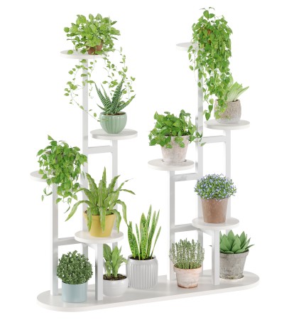 Plant Stand Indoor Outdoor Corner Plant Shelf 39.4" Tall Plant Table Wood Large Plant Holder for Multiple Plants Balcony Garden Office Home Decor - White