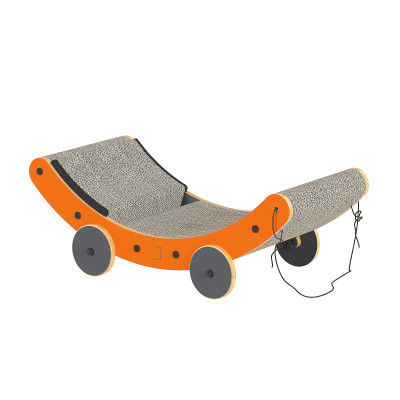 Small Cart Style Cat Scratcher for Cats, 20.5 Inch  Portable Cat Scratcher Bed for Home, Wooden Cat Furniture for Scratching and Resting