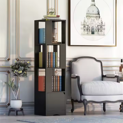 Wooden Bookshelve Bookshelf Corner Shelf Storage Rack Bookcase Living Room Furniture