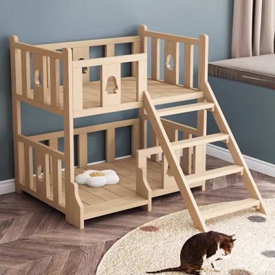Solid Wood Pet Bed for Dogs and Cats | All-Season Universal Double-Layer Pet Bed for Small Dogs