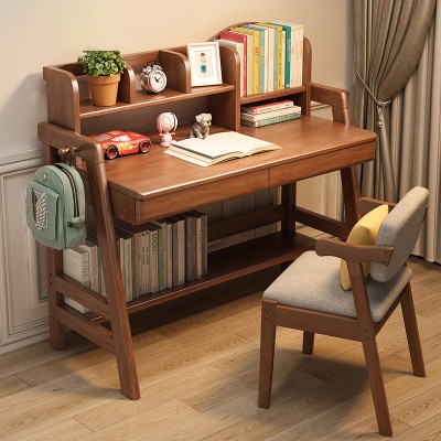 Children's study desk with built-in shelves Compact kids' desk with drawers