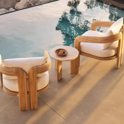 Outdoor solid wood villa courtyard leisure sofa B&B hotel outdoor terrace garden leisure furniture combination