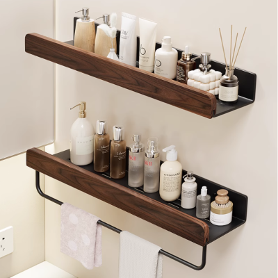 Bathroom solid wood rack bathroom toilet wash basin wall rack