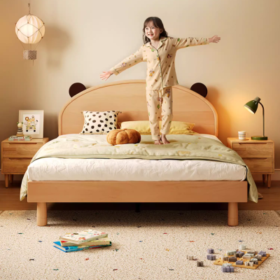 Bear bed with adjustable headboard solid wood bed for children