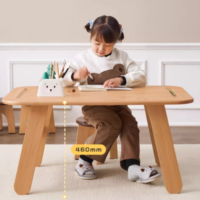 Solid wood children's handmade table oak study table student small desk chair baby toy table