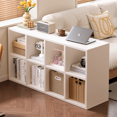 Solid wood lattice cabinet eight-grid cabinet bookshelf floor rack children's storage low cabinet against the wall display bookcase