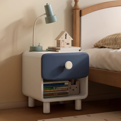 Children's bedside table modern simple youth solid wood storage cabinet bedroom bedside storage cabinet - blue