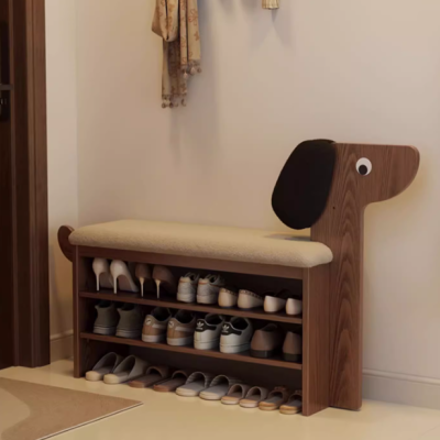 Children's puppy shoe rack multi-layer household indoor shoe bench integrated storage children's solid wood shoe cabinet