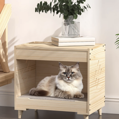 Cat bed solid wood pet bed wooden bedside table cat bed four seasons universal moisture-proof