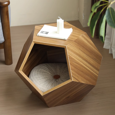 Cat bed geometric coffee table modern pet furniture solid wood human and pet cohabitation furniture