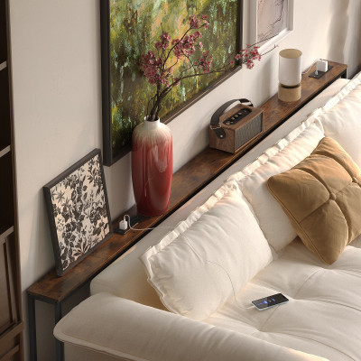 5.9-inch narrow control console table with storage space, extra-long, suitable for the entrance corridor sofa behind the sofa, small space,Rusitc brown
