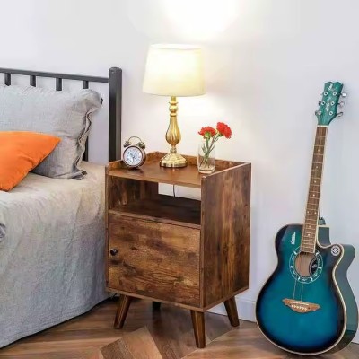 Nightstand Switchable Door Side Small Spaces Wooden Look Accent Sturdy Construction End Table Living Room