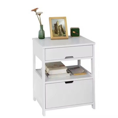 Custom Chinese Factory Modern Bedroom Bedside Table Living Room Sofa Side Table With Two Drawers - white