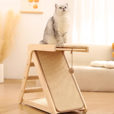 Vertical multifunctional triangular integrated claw-grinding cat climbing frame solid wood