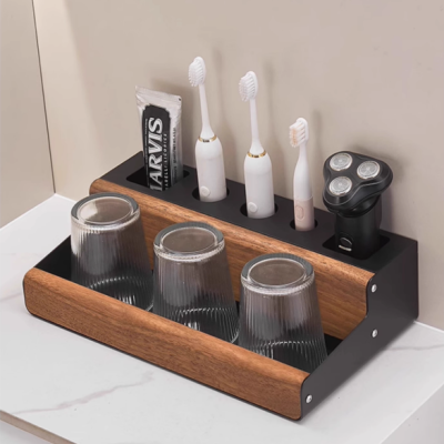 Rack bathroom washbasin toothbrush holder countertop tooth cup mouthwash cup storage rack