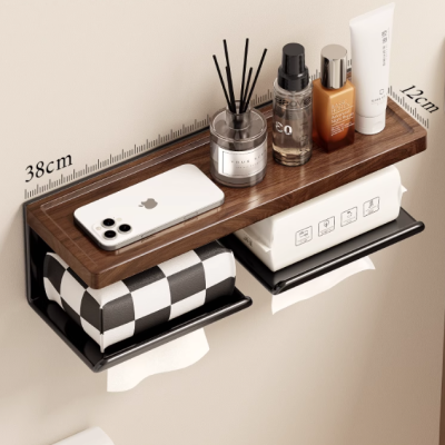 Solid wood bathroom toilet tissue box sink solid wood toothbrush holder storage rack