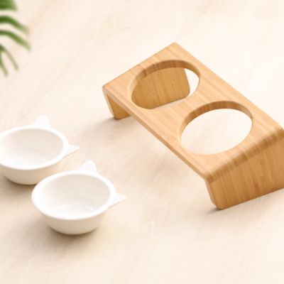 Cat bowl rack double bowl anti-knockover cat food bowl dog bowl rack small dog protect cervical vertebra