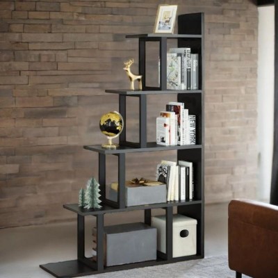 Bedroom household multifunctional bookshelf multi-layer simple bedroom bookshelf living room small bookcase - black