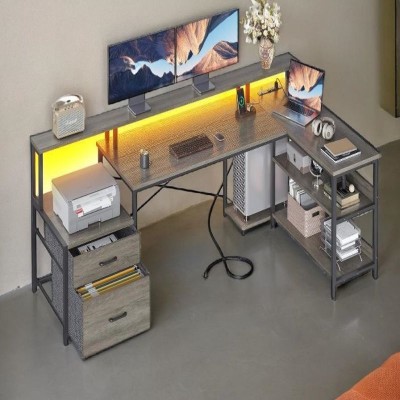Home computer desk bookcase desk integrated simple bedroom game table with lamp desk