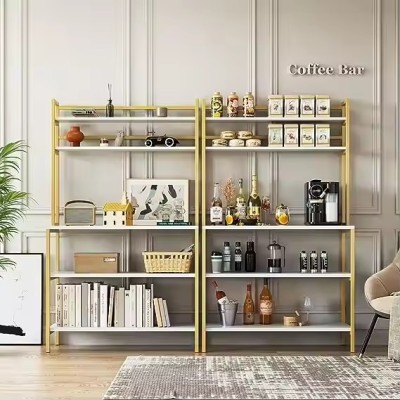 Bakers Rack Hutch Coffee Station Microwave Oven Stand Utility Rack Home Office Easy Assembly Kitchen Storage Shelf - Golden
