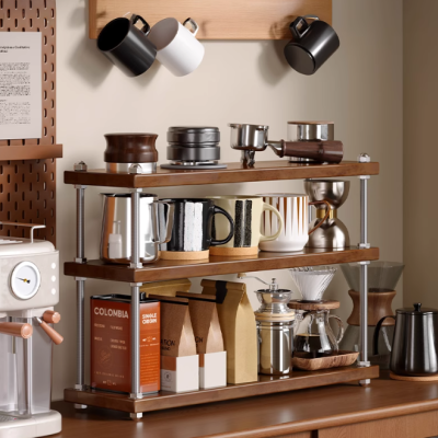 Solid wood cup holder coffee corner cup storage rack kitchen sideboard rack