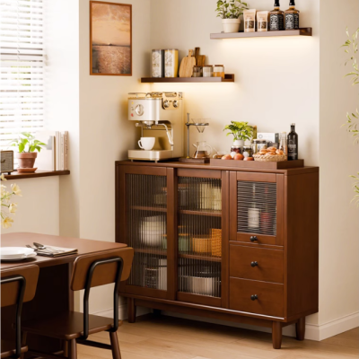 Solid wood integrated dining sideboard household tea cabinet storage cabinet kitchen cupboard small size coffee sideboard