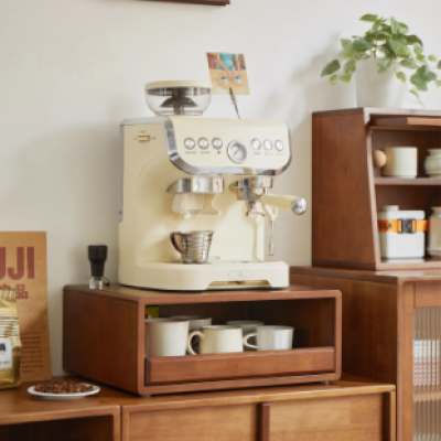 Solid wood coffee machine display table desktop drawer storage box coffee corner layout display rack water cup storage rack